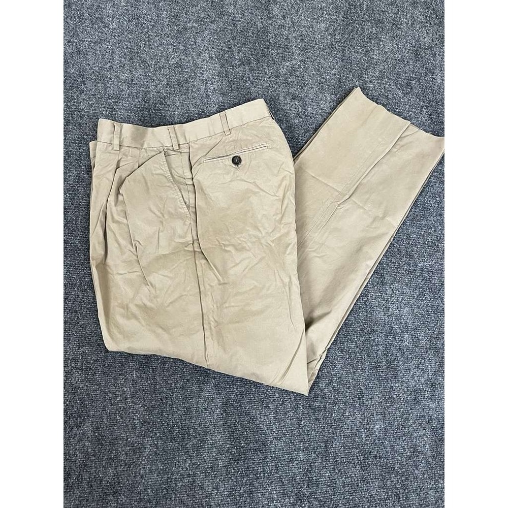 Ermenegildo Zegna Soft Pants Mens 38x33 Beige Khaki Chino Cotton Pleated Luxury